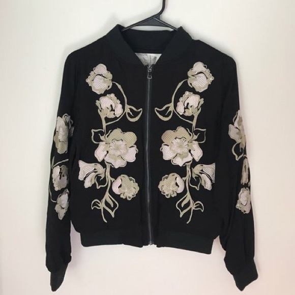 Anthropologie Jackets & Blazers - Kimchi Blue Molly  Embroidered Bomber- Black
